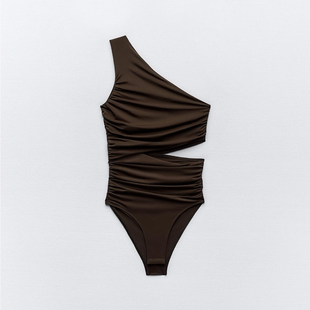 One-Shoulder Brown Bodysuit